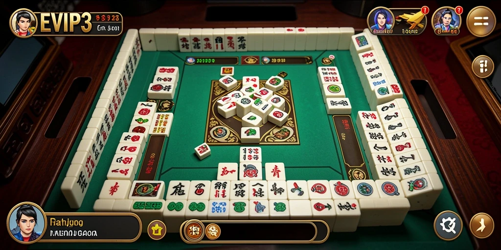 Tampilan menarik dari gameplay Mahjong di EVIP3.