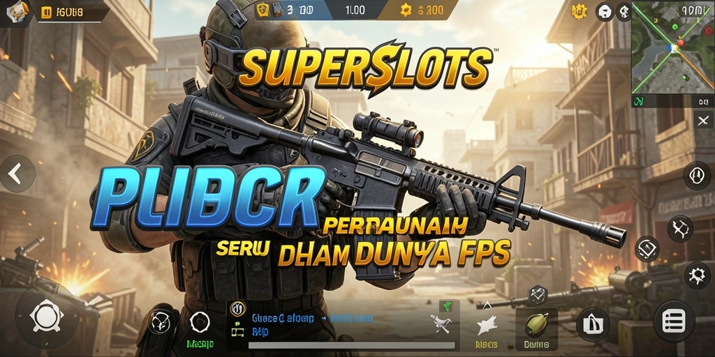 Tampilan seru gameplay dari SUPERSLOTS saat pemain beraksi dalam pertarungan FPS.
